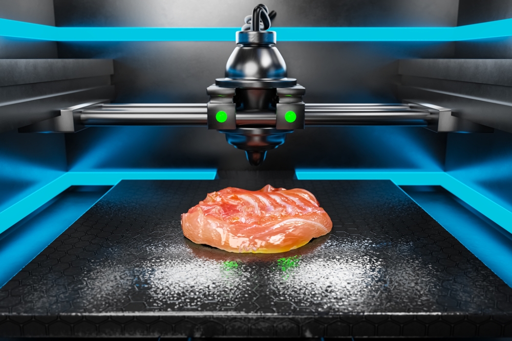 3d,Rendering,Illustration,Of,A,Cutting edge,Food,Production,Method:,3d printed