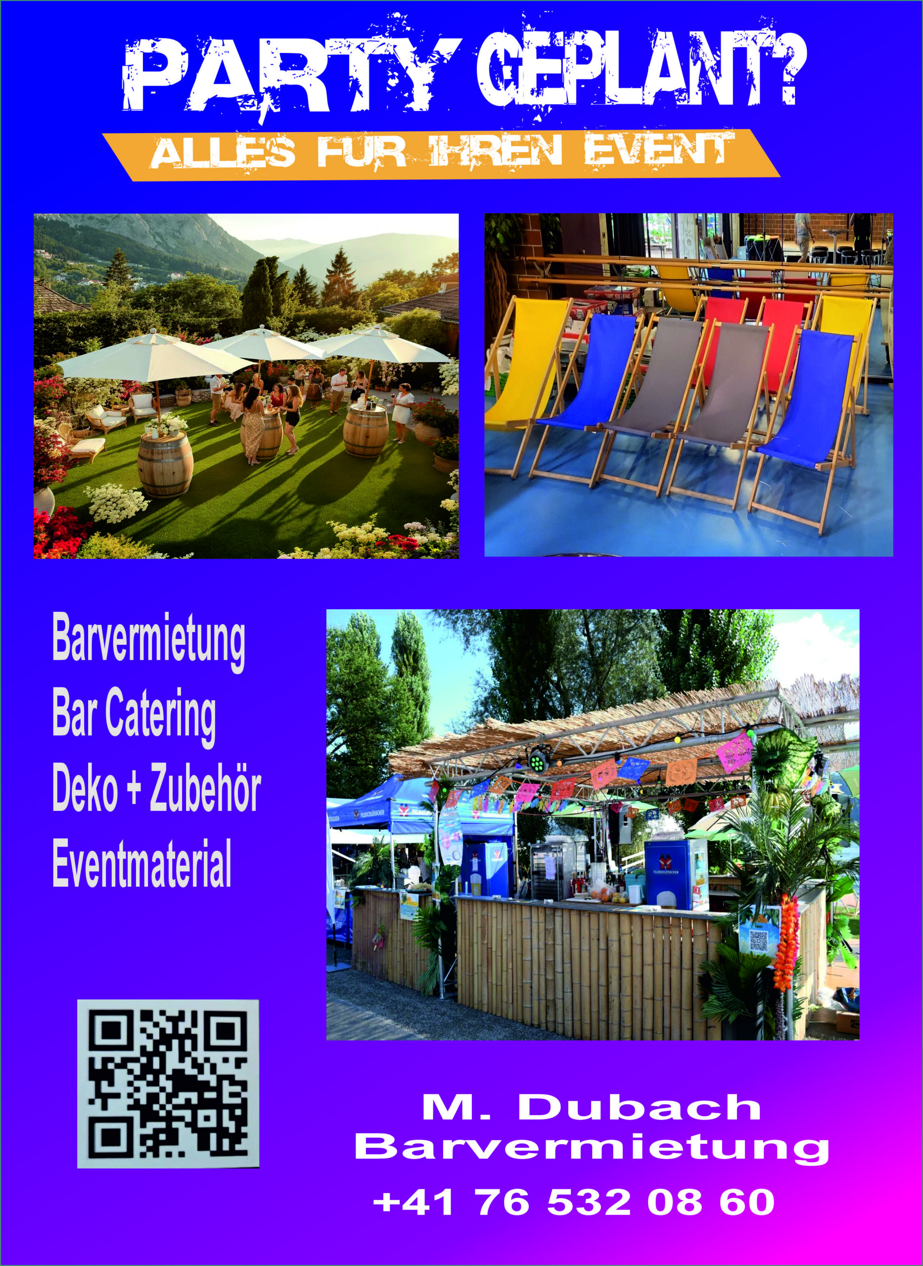 Partyservice und Eventmaterialien angeboten. Eventmobiliar mieten Luzern