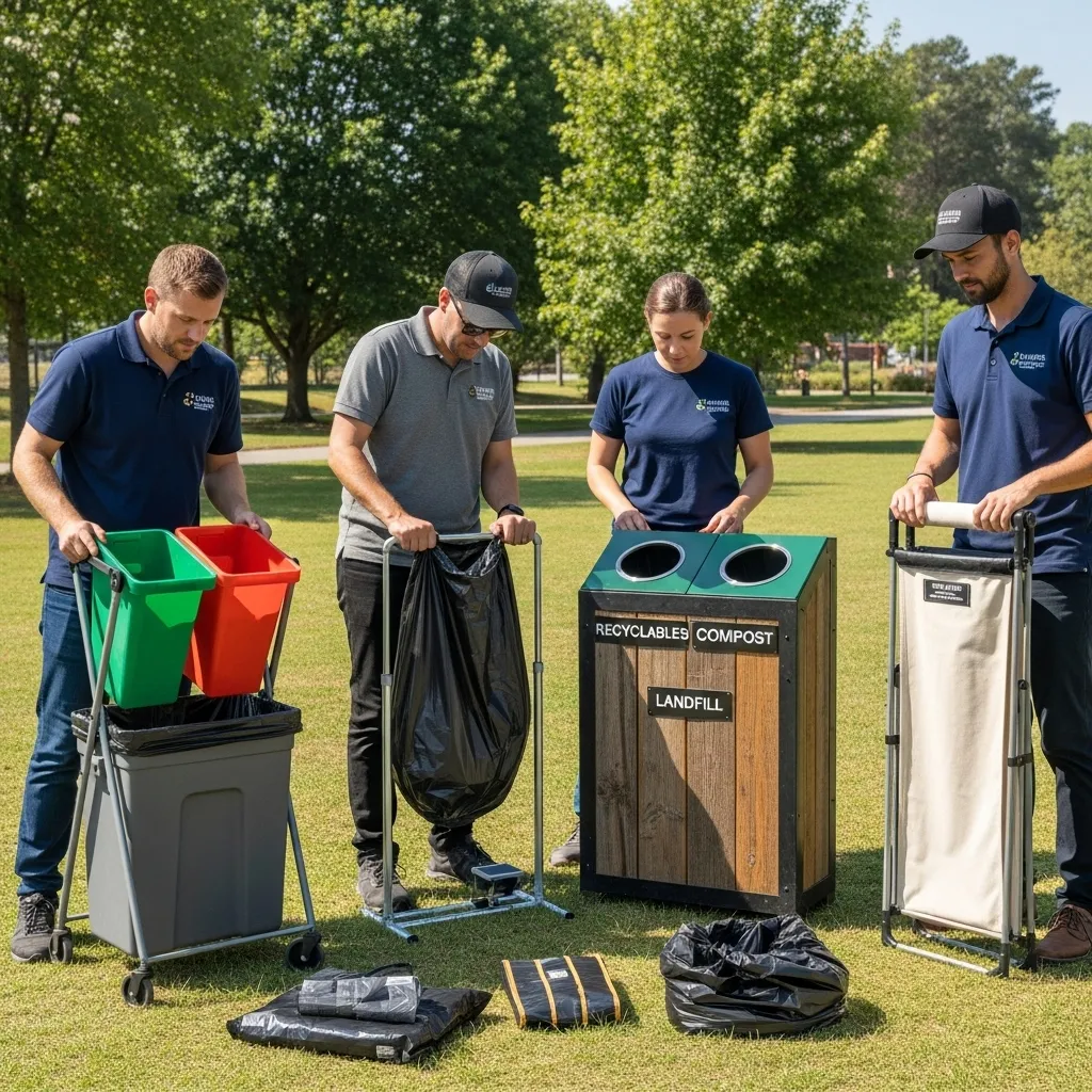 Mülltrennung im Freien, umweltfreundlich. Abfallsackhalter, Eventausstattung, Baustellenbedarf, Abfallsackhalter, Modelle, Abfallsackhalter mieten