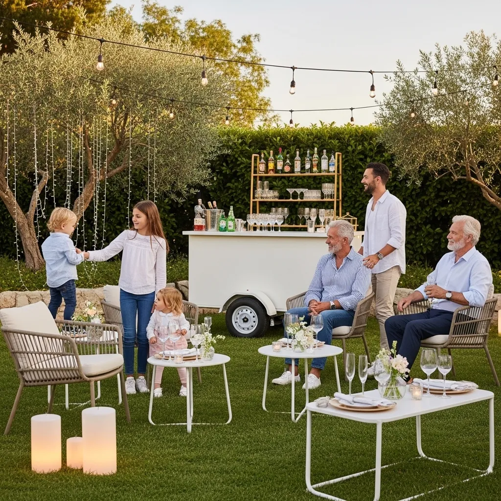 Familienfeier im Garten mit Kindern. Eventmanagement Familienfeste: Tipps und Trends 2026