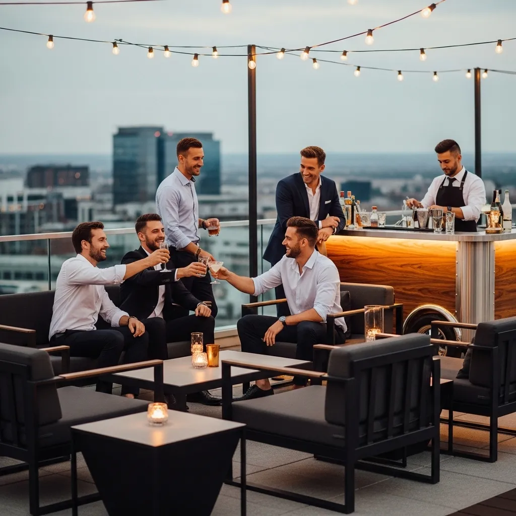 Feier auf der Dachterrasse mit Freunden.Junggesellenabschied Ideas und Planungstipps