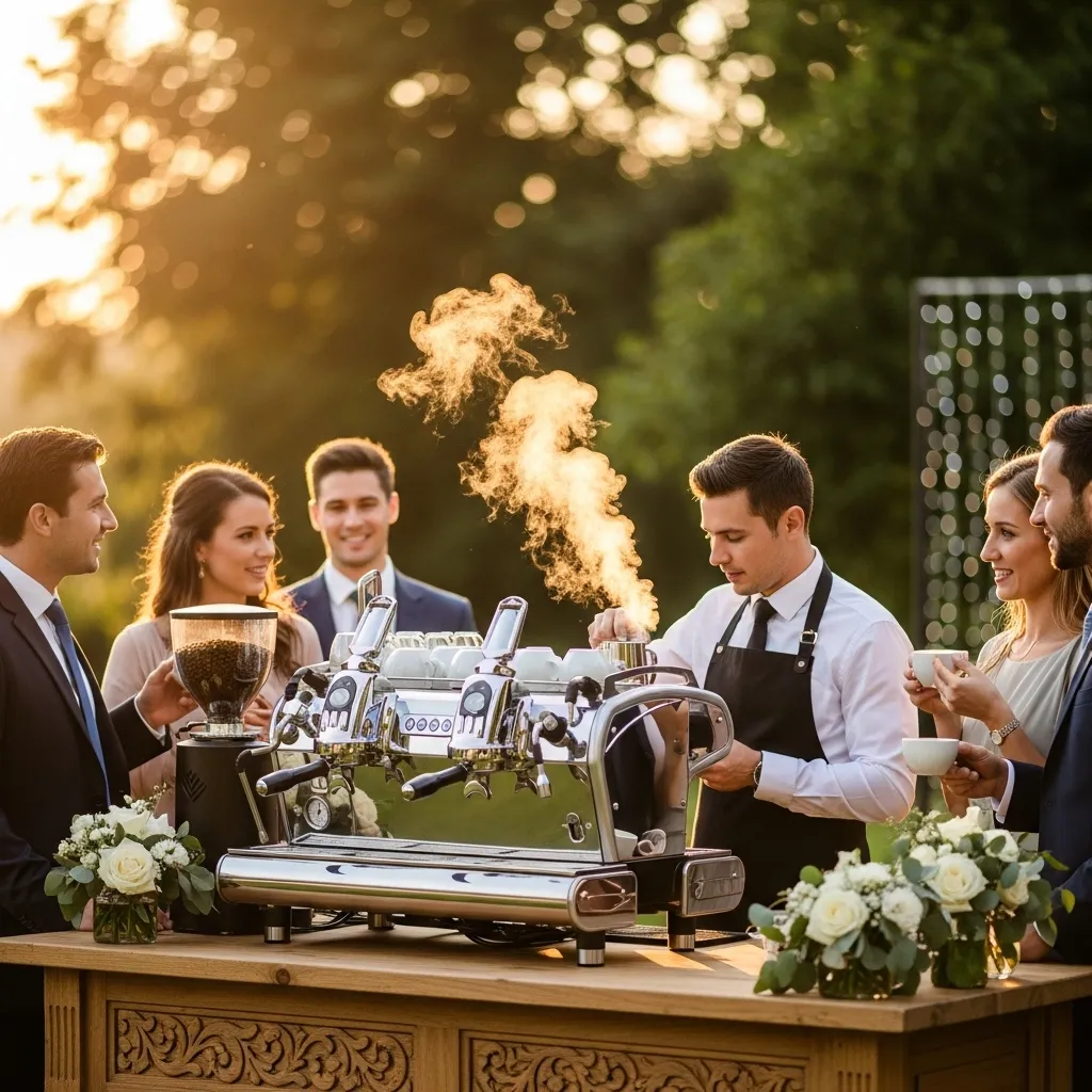 Kaffeegenuss auf einer Hochzeitsfeier. Kaffeemaschine für Hochzeit mieten – Tipps und Planung