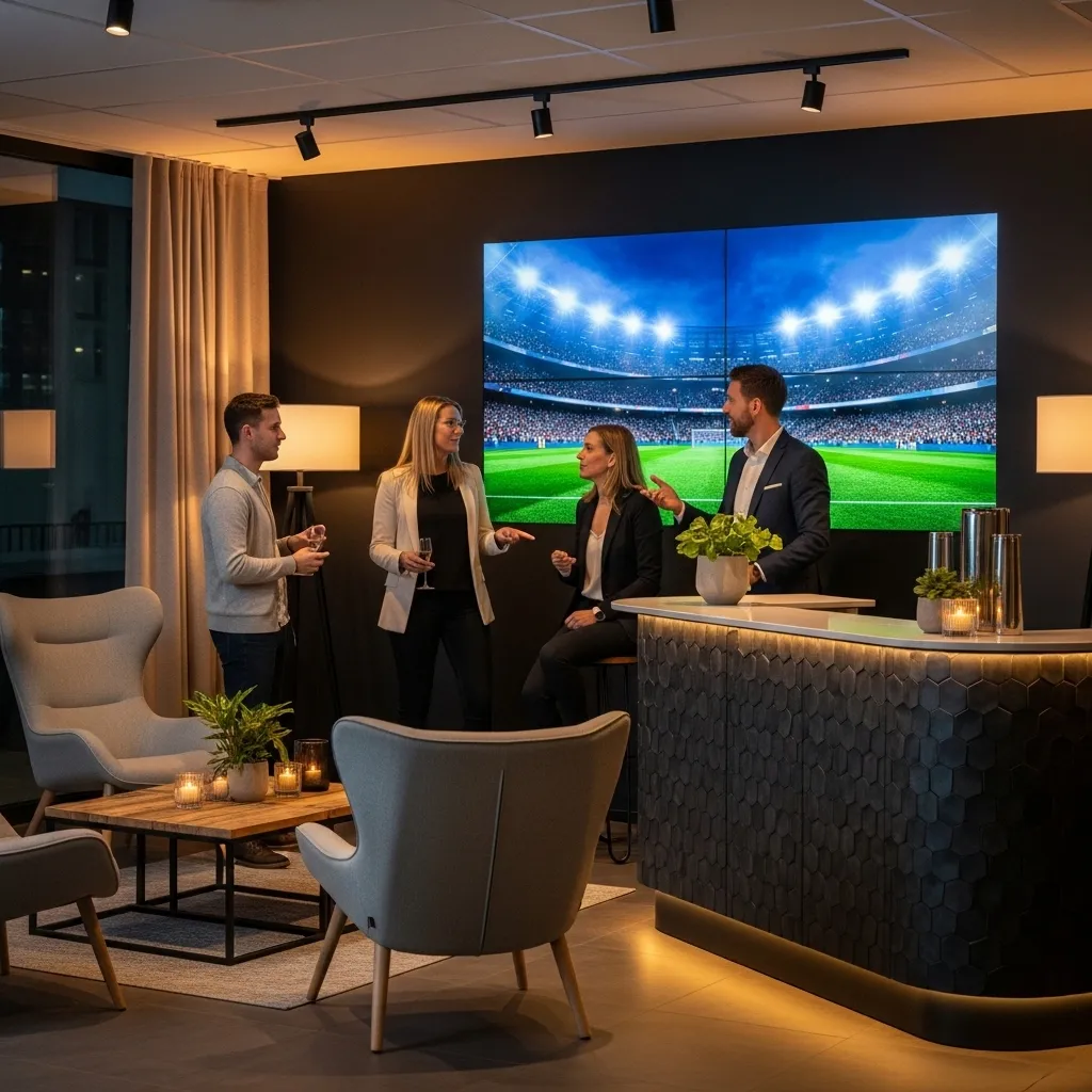 Moderne Bar mit Fußballübertragung. FIFA Fussball-Weltmeisterschaft 2026 organisieren