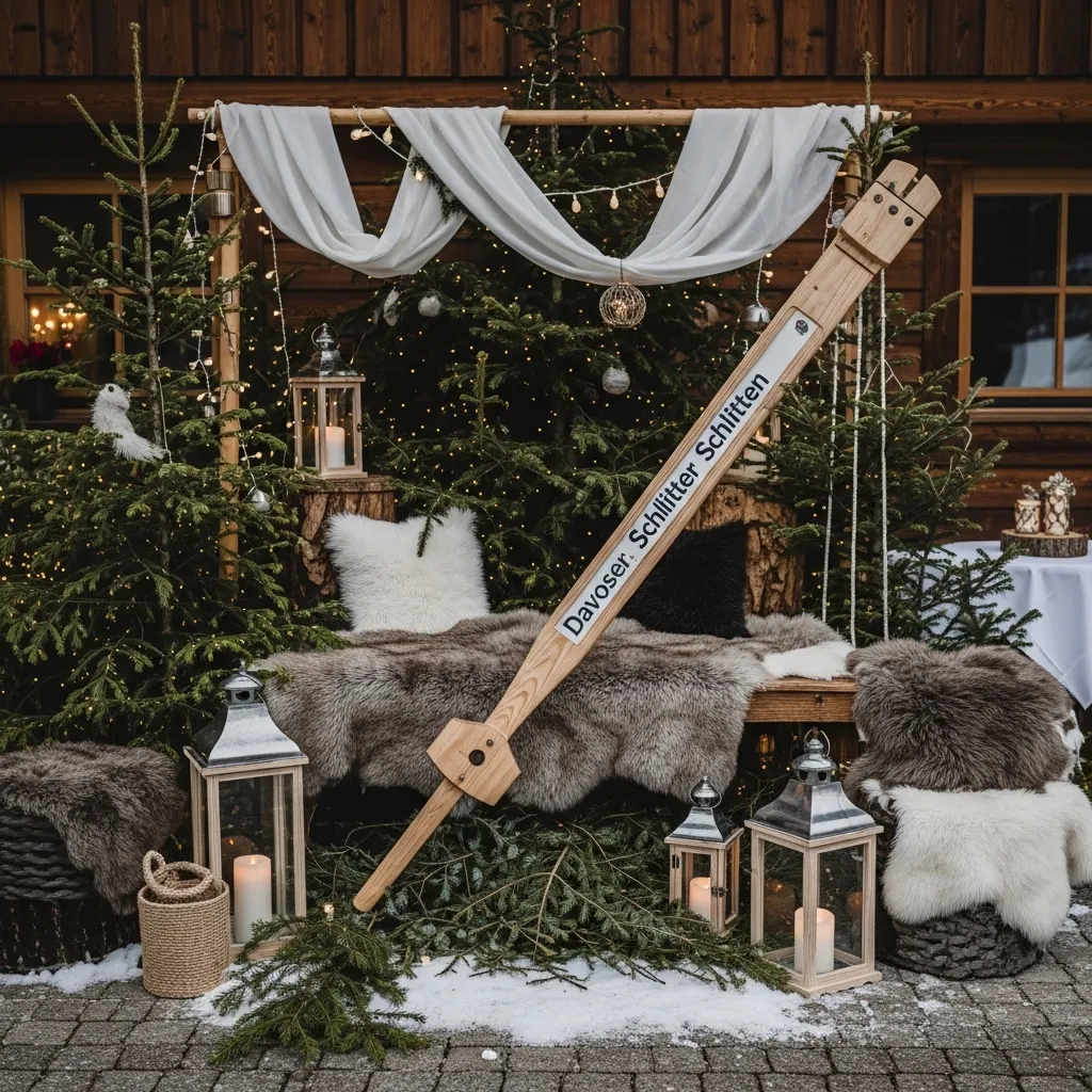 Chalet Deko mieten Davoser Schlitten mieten für Winterevents