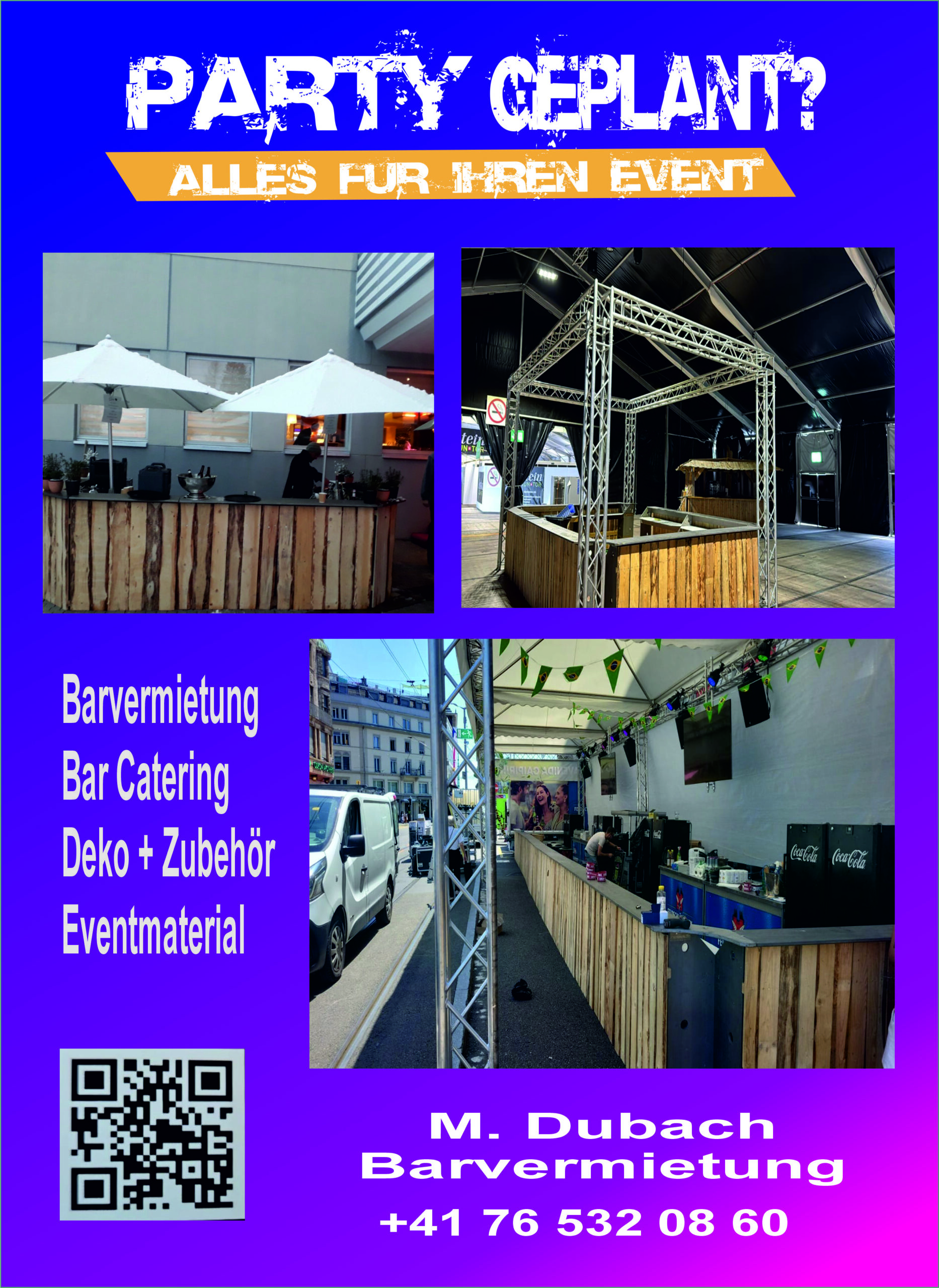 Eventplanung mit Bar- und Catering-Service. Rustikale Bar mieten
