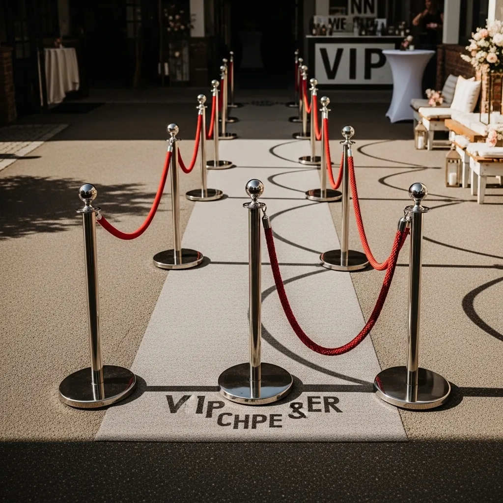 Roter Teppich mit Absperrungen. Personenleitsysteme für Events mieten