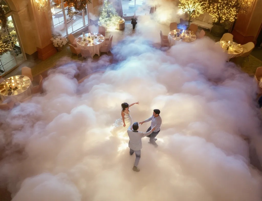 Lichtgestaltung für Hochzeiten mit Bodennebel