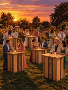 Holzstehtische mieten für Events in der Schweiz