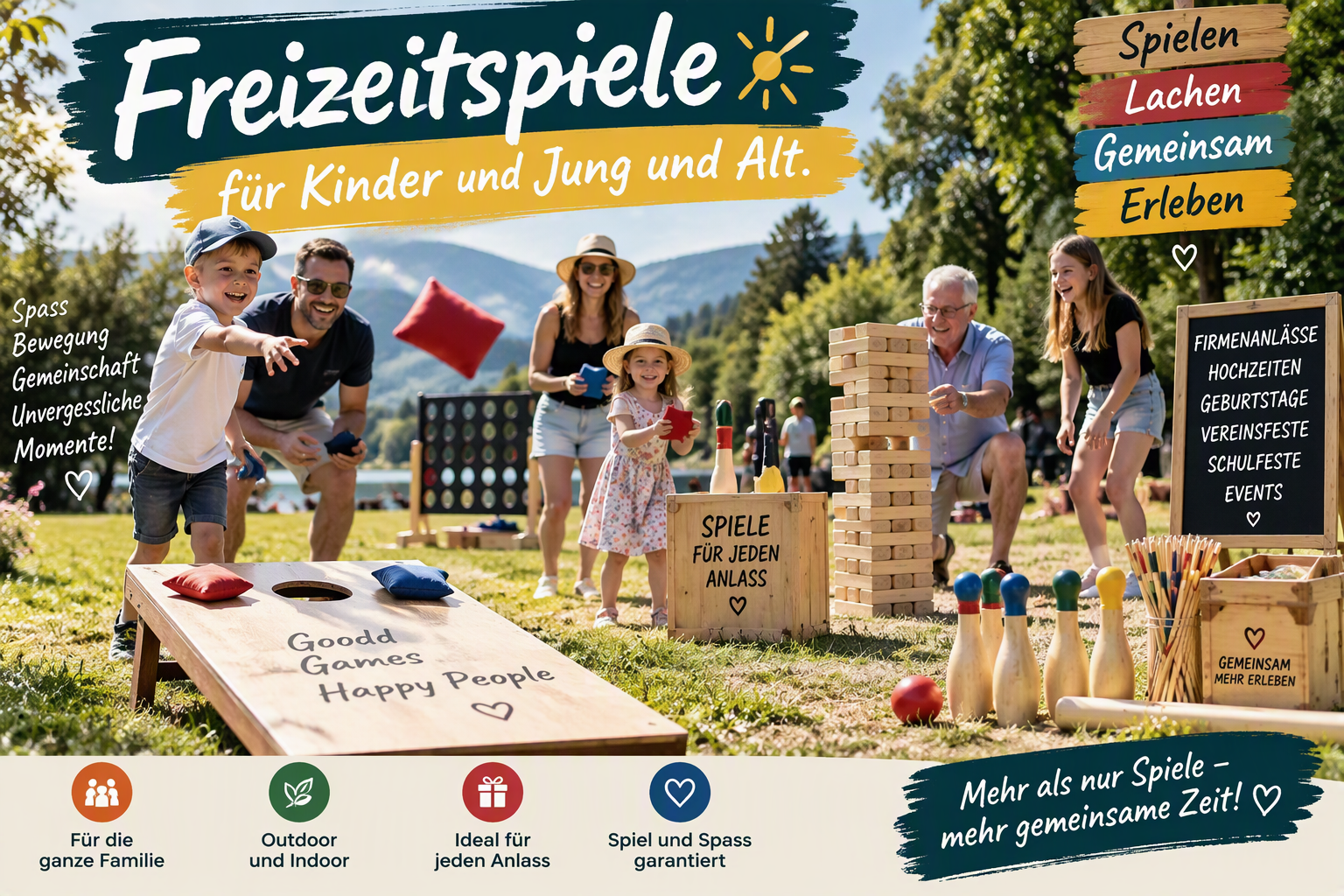 Freizeitspiele für Kinder und Jung und Alt