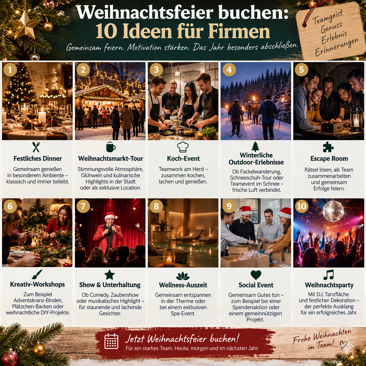 Weihnachtsfeier buchen: 10 Ideen für Firmen