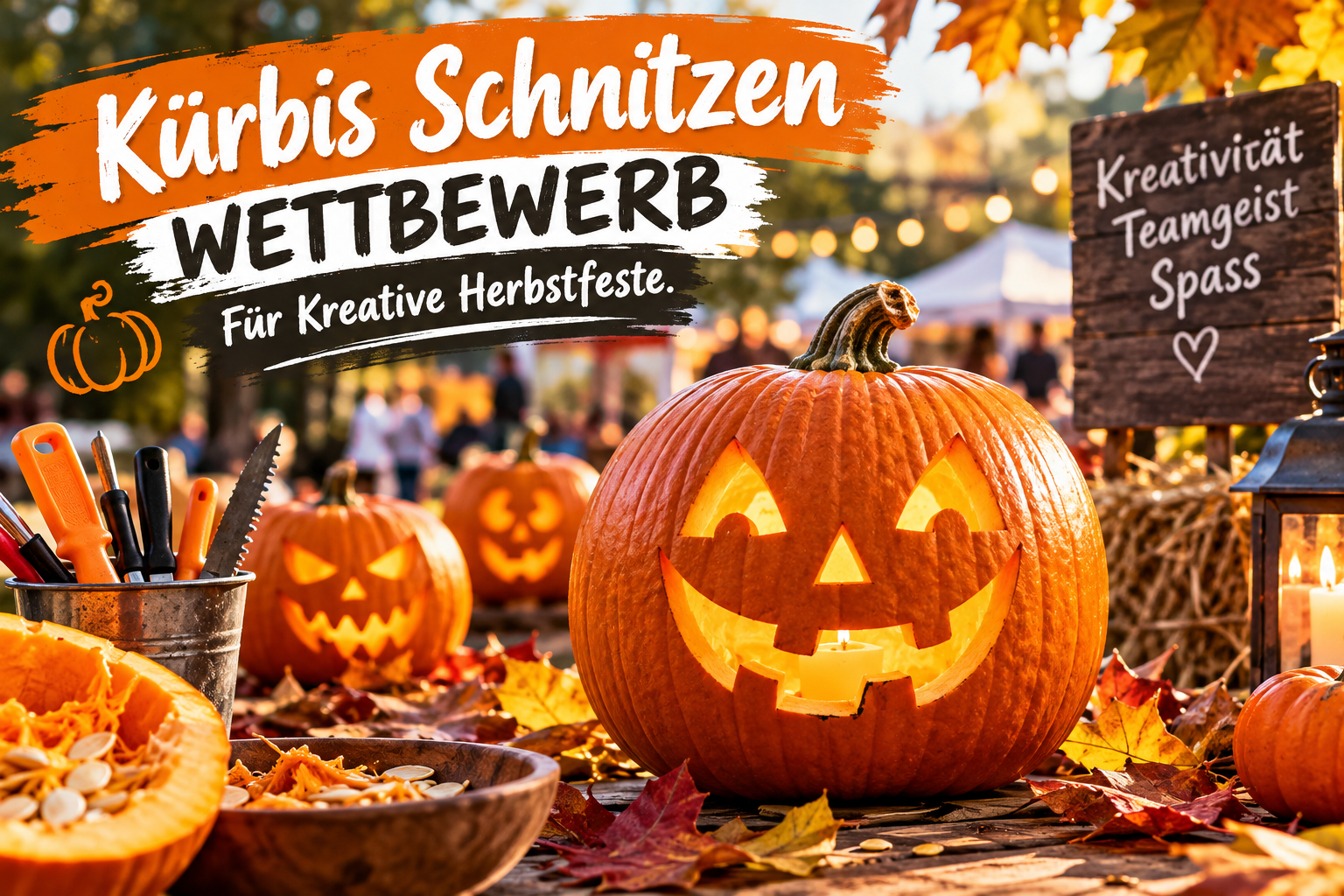 Kürbis Schnitzen Wettbewerb für kreative Herbstfeste