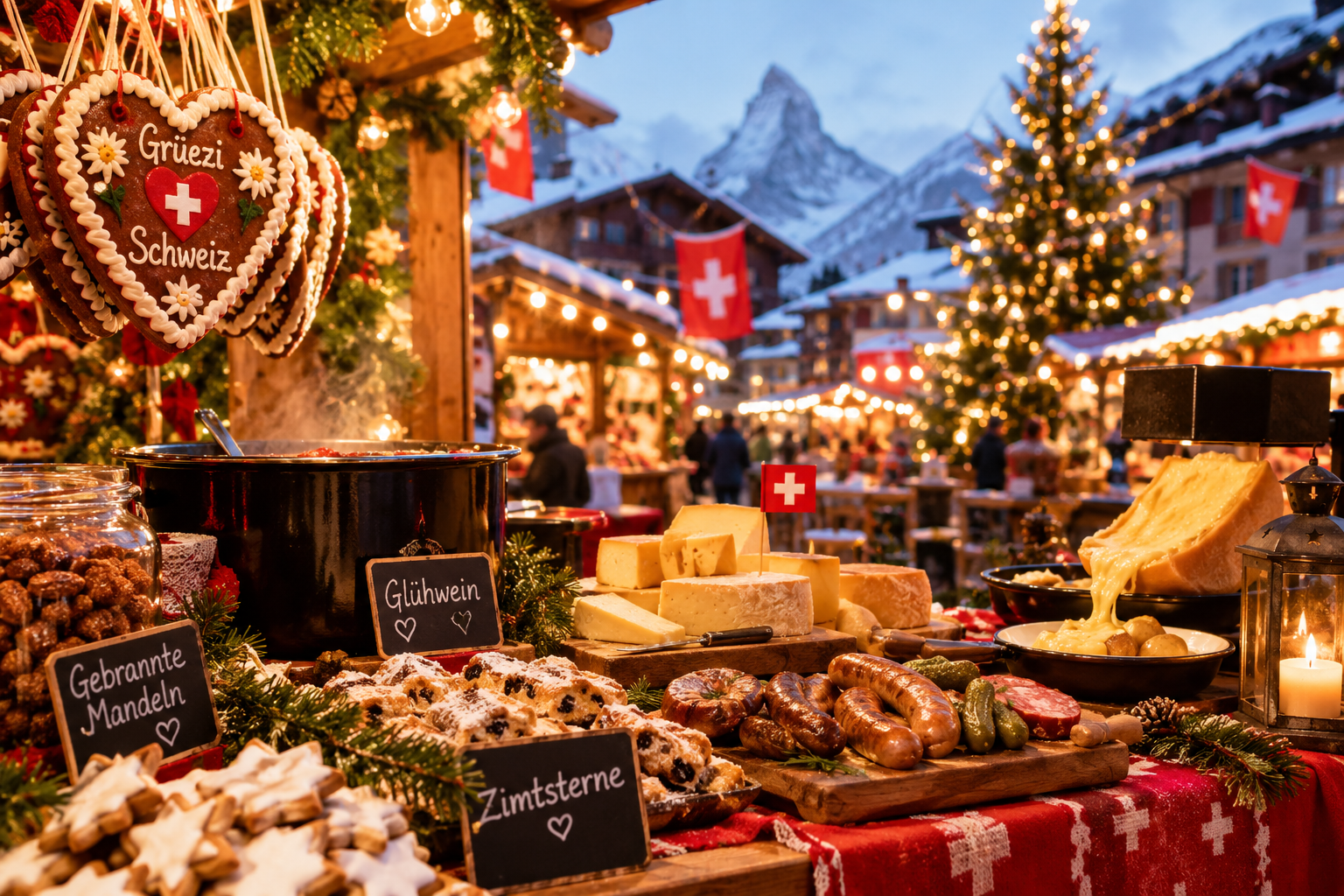 Schweizer Weihnachtsmarkt-Spezialitäten